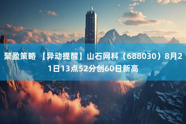 聚盈策略 【异动提醒】山石网科（688030）8月21日13点52分创60日新高